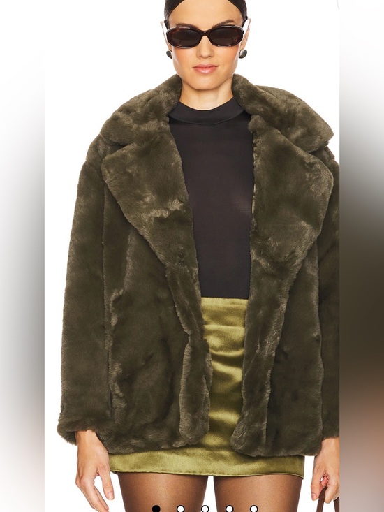 Blank NYC Jackets & Blazers - Blanknyc olive green Faux Fur Coat - Women Jackets & Coats